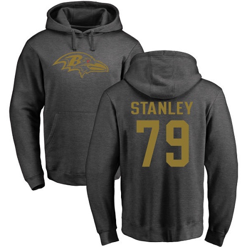 Men Baltimore Ravens Ash Ronnie Stanley One Color NFL Football 79 Pullover Hoodie Sweatshirt